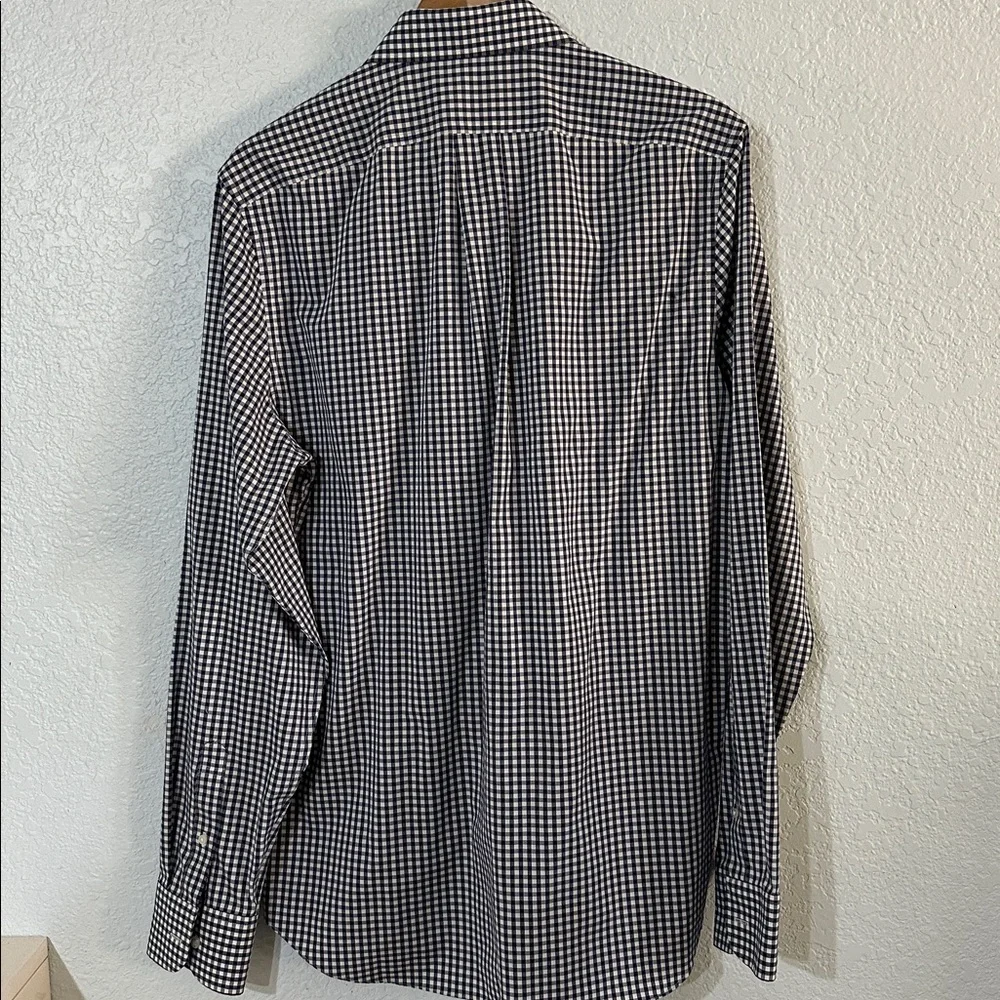J. Crew Men Button Down Navy White Checkered Gingham Shirt‎
